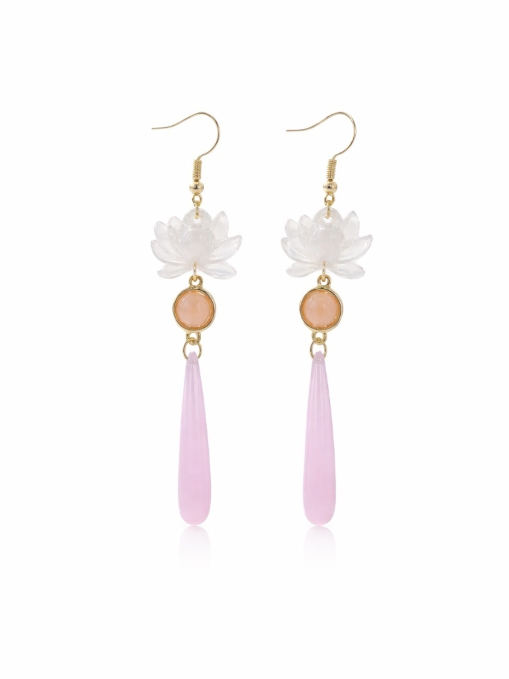 Pink and White Lotus Statement Earrings